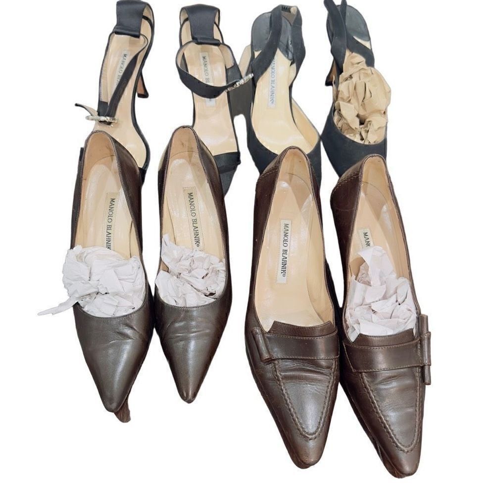 MANOLO BLAHNIKx4 Reseller Bundle Leather Pumps Heels Dress Shoes Sz5,7.5,8.5,9.5